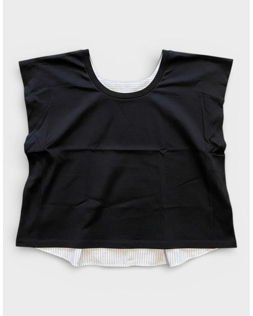 Maison Margiela Black Mm6 Sleeveless Cotton Pullover Stripes Shirt