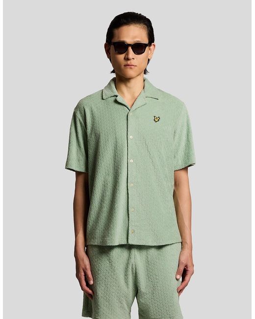 Lyle & Scott Green Honeycomb Effect Towelling Shirt for men
