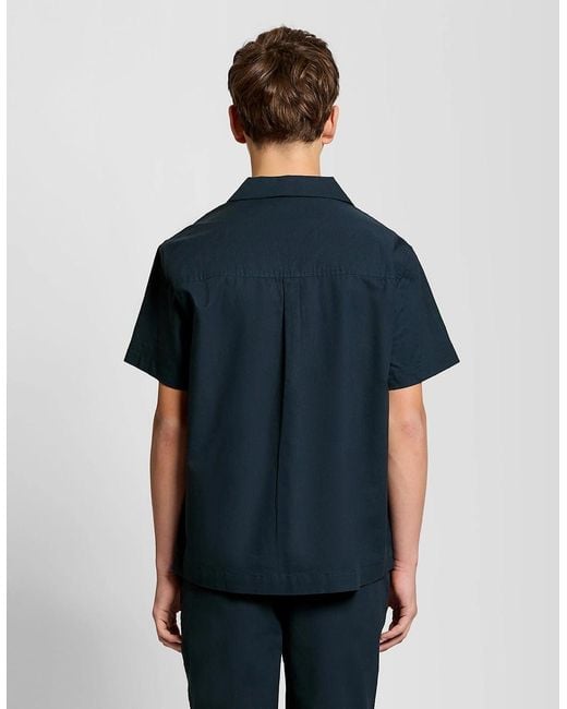 Lyle & Scott Blue Short Sleeve Linen Blend Shirt for men