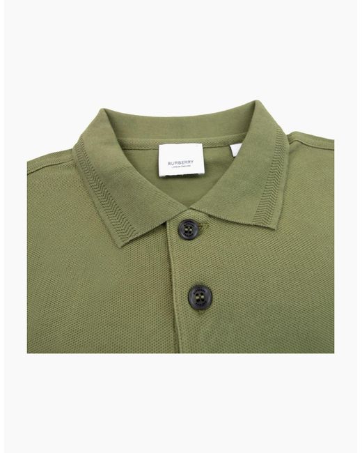 Burberry Green Manzoni Monogram Pique Polo for men