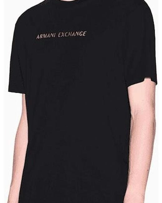 ARMANI EXCHANGE Black Regular Fit Print Logo T-Shirt for men