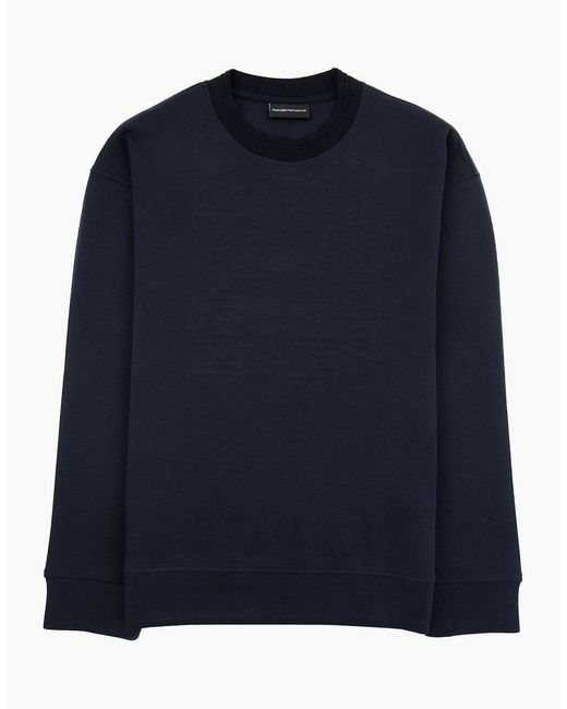 Emporio Armani Blue Embossed Verical Logo Sweatshirt for men