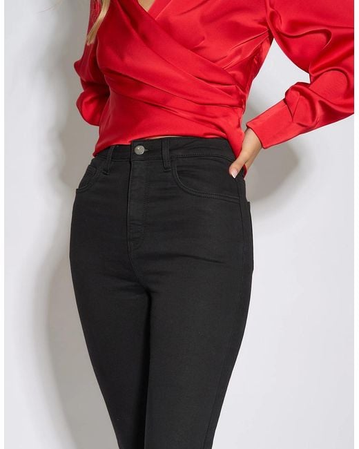 Gini London Red Stretch Slim Fit Casual Jeggings