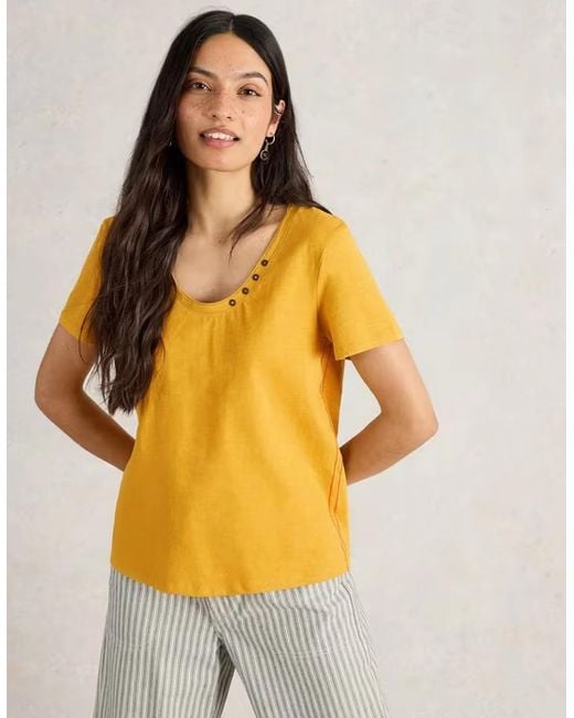 White Stuff Orange Nadia Short Sleeve Tee Mid