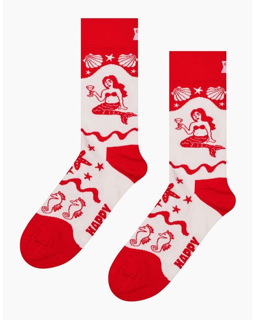 Happy Socks Red Mermaids Socks