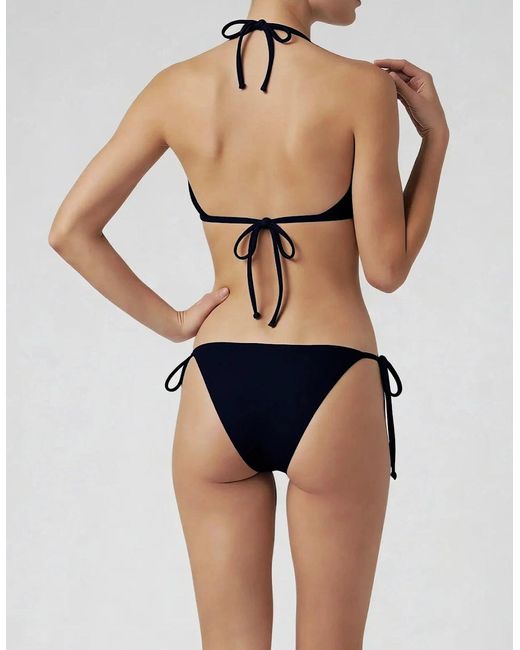 Oceanus Black Fruit Hand Beaded Triangle Bikini Top
