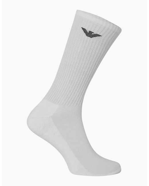 Armani White Emporio Cc300 Crew Socks Everyday Sports Cotton 3 Pack Trainer Socks for men