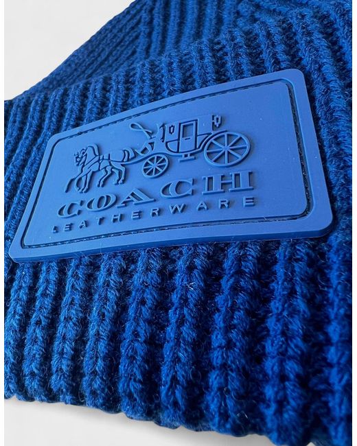 COACH Blue Patch Beanie True for men
