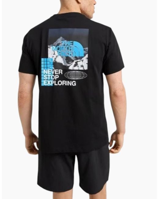 The North Face Black T Shirts Energy Mountain Graphic Casual Summer Pullover Tee for men