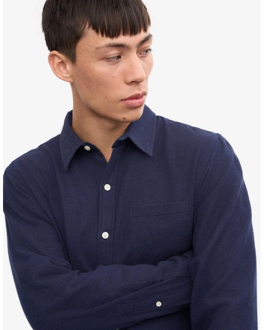 COLORFUL STANDARD Blue Organic Flannel Shirt for men