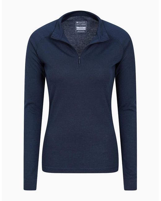 Mountain Warehouse Blue Ladies Talus Zip Neck Long-Sleeved Thermal Top