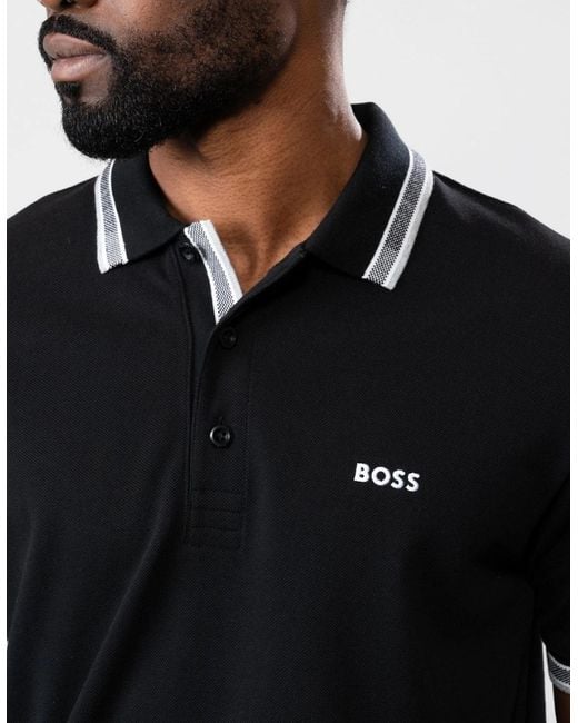 Boss Black Boss Paddy Cotton-Piqué Polo Shirt With Contrast Logo for men