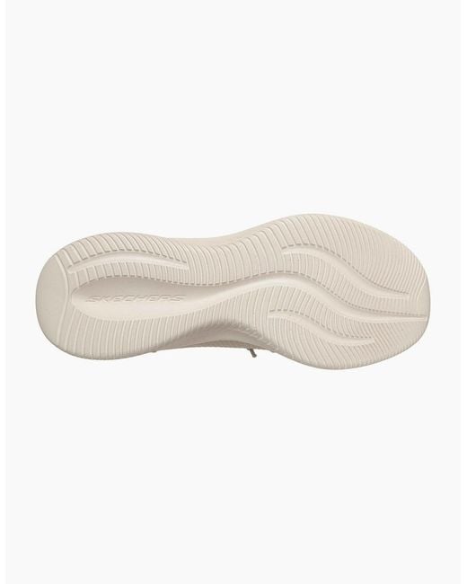 Skechers White Ultra Flex 4.0 Textile Natural Standard Trainers