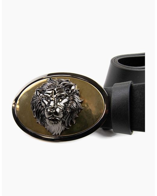 Versus  Black Versace Versus Oval Lion Head Buckle Belt for men