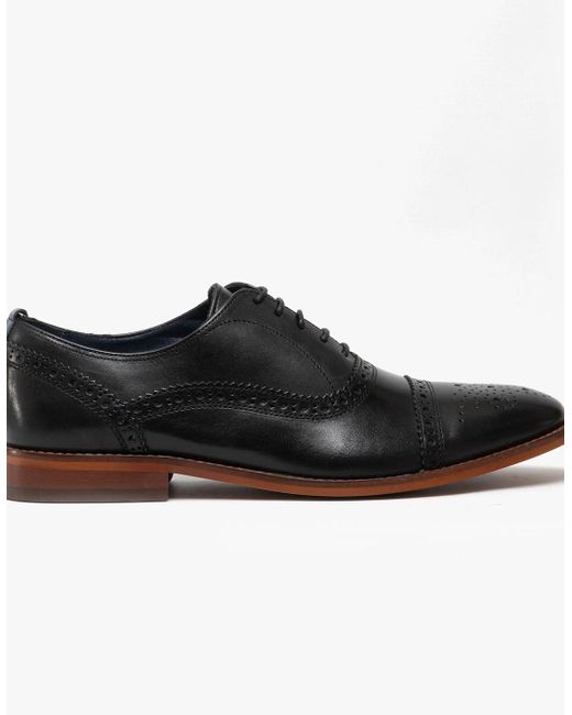 Base London Black London Cast Leather Brogue Shoes for men