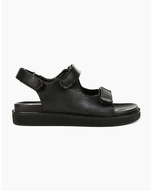 XY London Black Ladies Asher Double Strap Platform Heel Sandals
