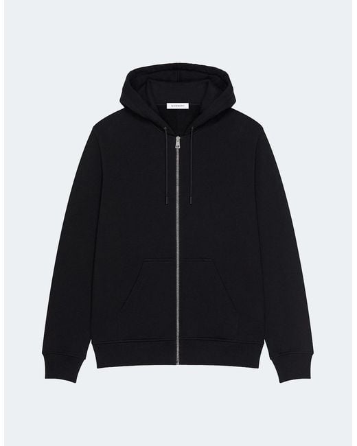 Givenchy Black Back Branding Zip Hooded Top for men