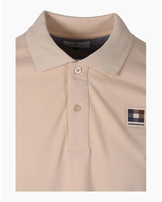 Aquascutum Natural Check Patch Polo Shirt for men