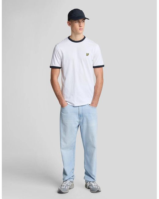 Lyle & Scott White Ringer Cotton Crew Neck T-Shirt for men