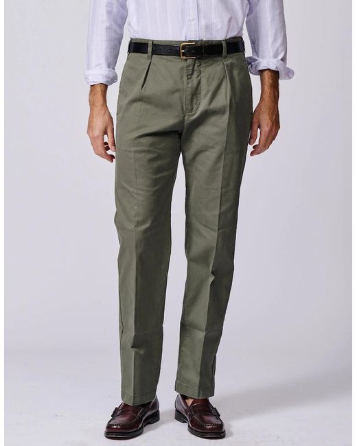 aubi Green Mareham Relaxed Fit Trouser for men