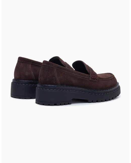 Hush Puppies Black Odessa Leather Chocolate Loafers