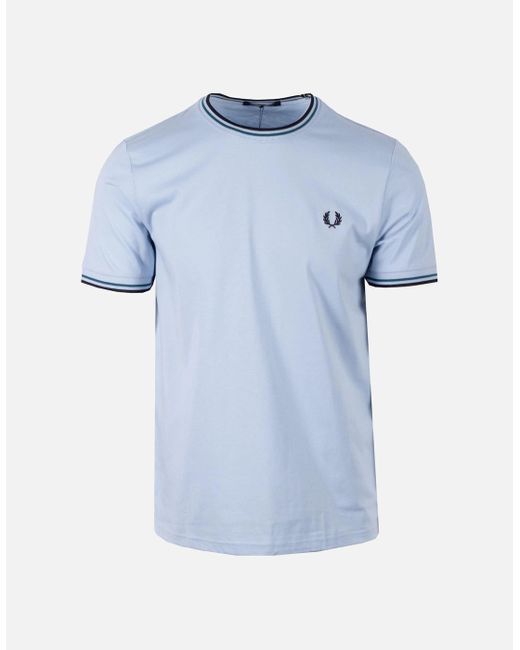 Fred Perry Blue Twin Tipped T-Shirt Light Smoke/Petrol for men