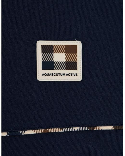 Aquascutum Blue Club Check Piping T-Shirt for men