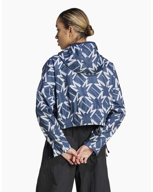 Adidas Blue Mufc Cropped Relaxed Fit Athletic Top