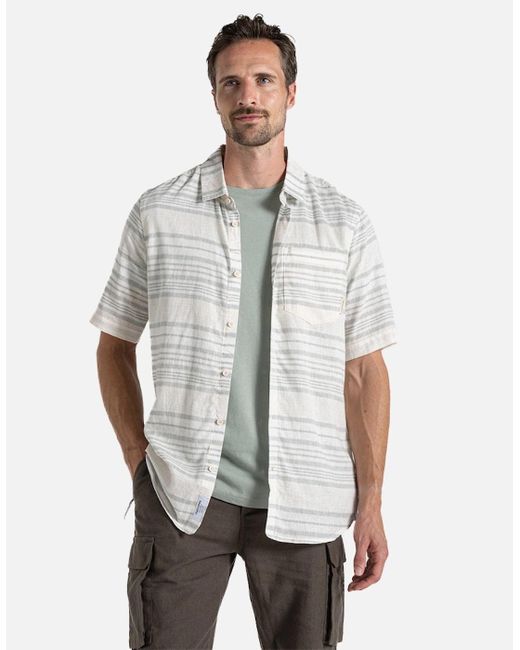 Craghoppers White Cartwright Stripe Short-Sleeved Shirt for men