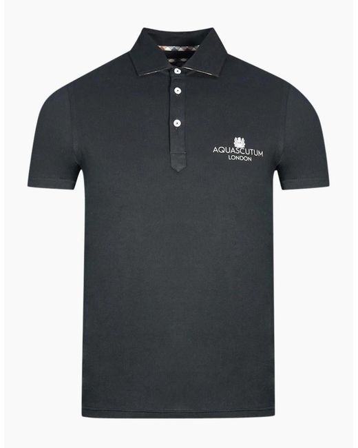 Aquascutum Black London Bold Logo Polo Shirt for men
