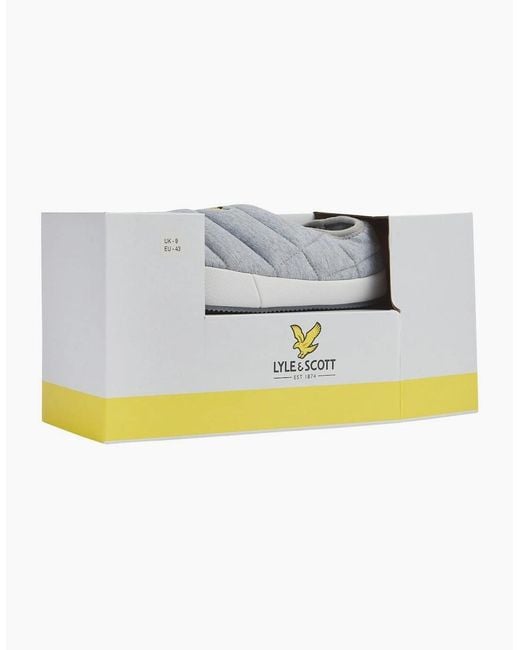 Lyle & Scott Gray Padded Textured Moccasin Slippers for men