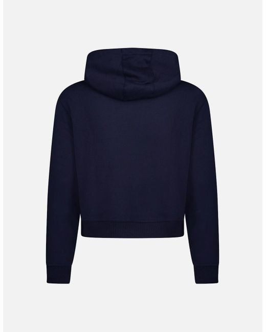 Burberry Blue 'Talley' Embroidery Logo Check Hooded Sweatshirt