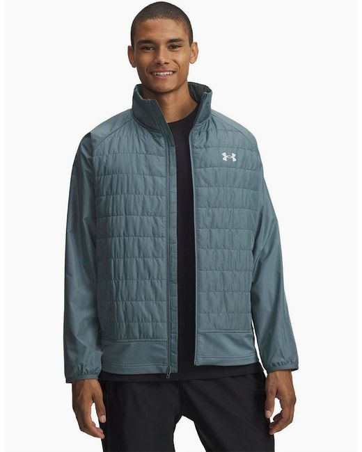 Under Armour Blue Launch Solid Patterned High Neck Training Jacket for men