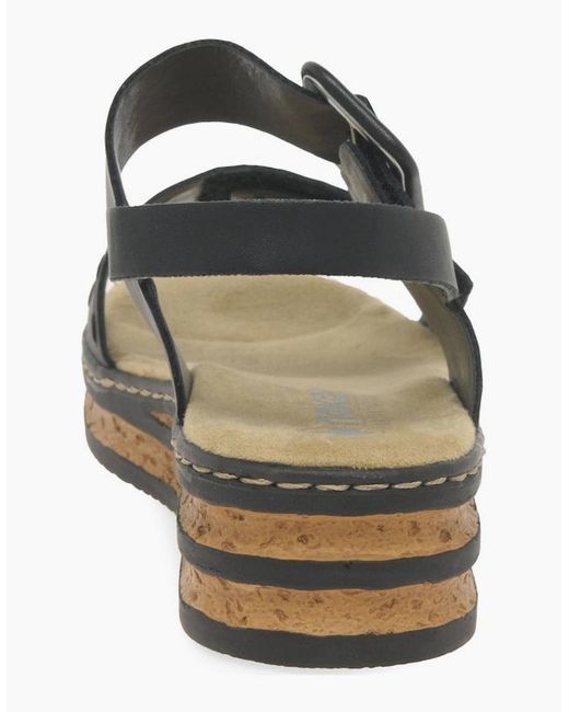 Rieker Black Page Wedge Heel Sandals