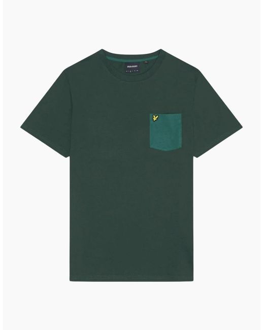 Lyle & Scott Green Lyle & Scott Tonal Pocket Argyle T-Shirt for men
