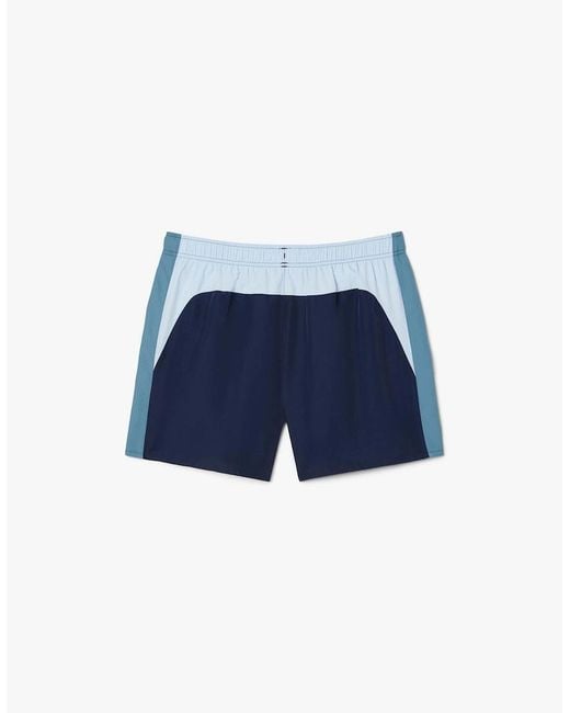Lacoste Blue Colour-Block Swim Trunks for men