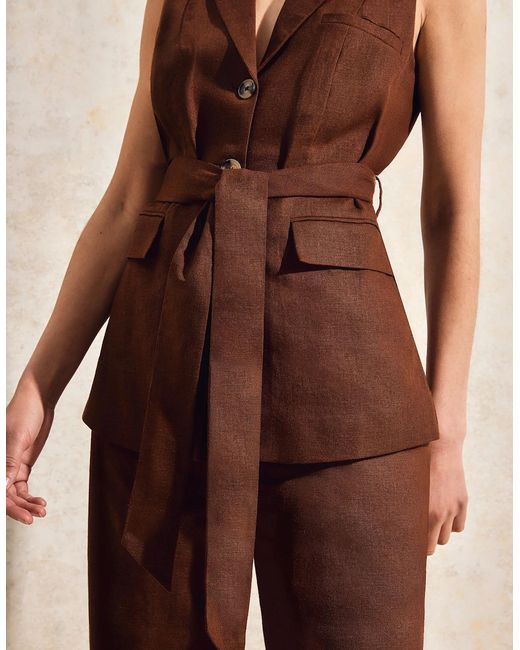 Ro&zo Brown Chocolate Linen-Blend Waistcoat