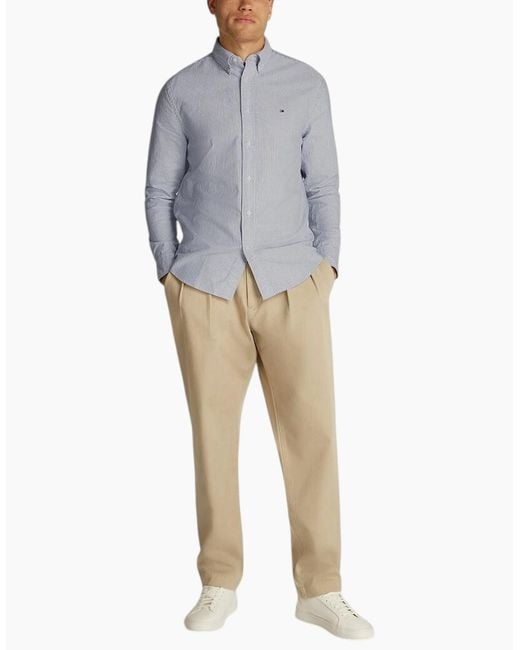 Tommy Hilfiger Blue Oxford Shirts Th Flex Slim Fit Top for men
