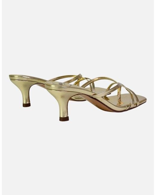XY London Ladies Dream Metallic Square Toe Kitten Heel Mule Sandals