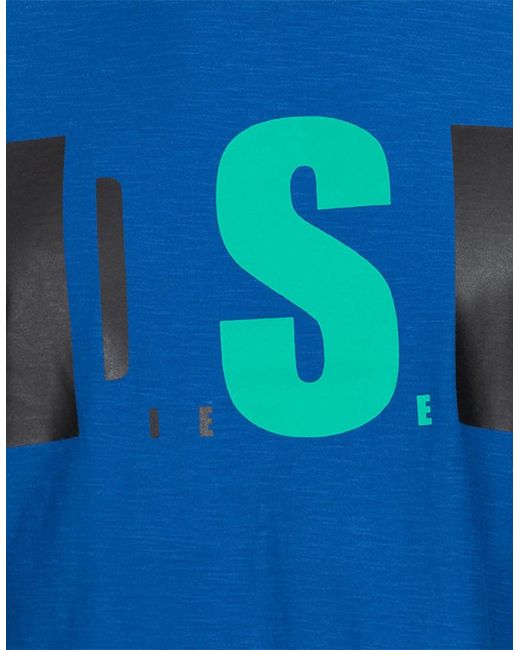 DIESEL Blue T Joe Qb T Shirt Slim Fit Crew Neck Printed Casual Summer Cotton Tee