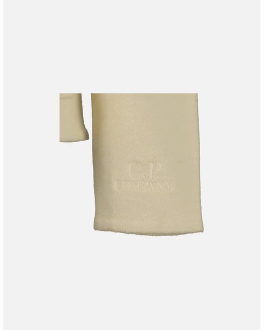 C P Company Natural Embroidered Cuff Logo Zip Knit for men