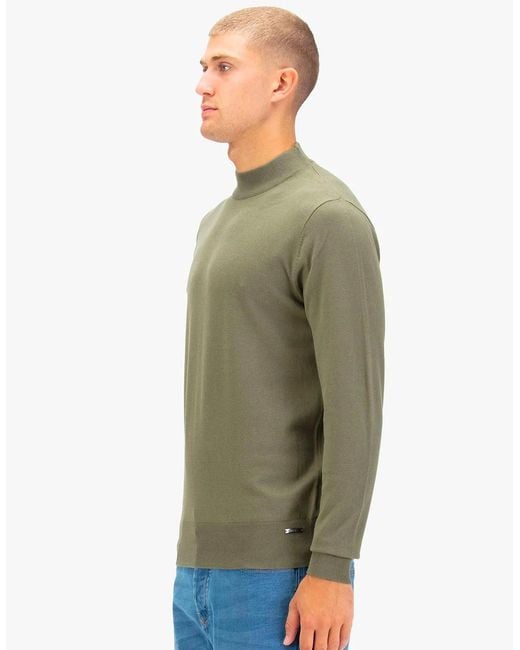 Luke 1977 Green Jenson 1000 Rib Neck Knitted Jumper for men