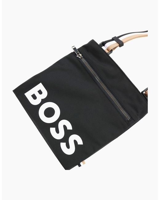 Boss White Catch Printed Logo Envelope Bag for men