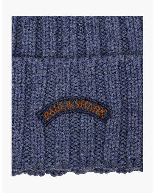 Paul & Shark Blue Paul And Shark Beanie for men