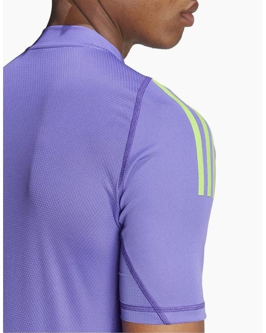 Adidas Blue V-Neck Short Sleeve Slim Fit Jersey Top for men