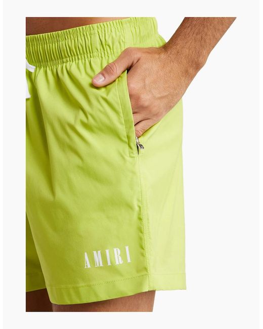 Amiri Yellow Core Logo Swim Shorts Lime