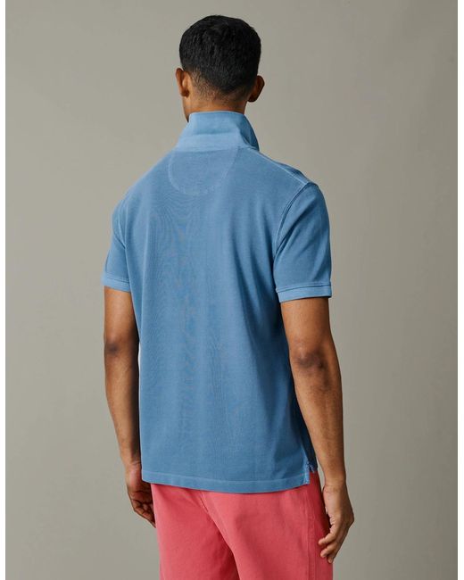 aubi Blue Lusby Pique Polo for men