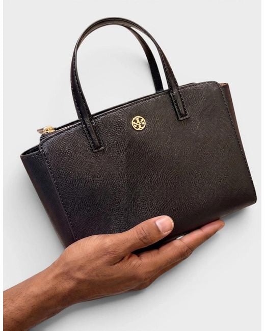 Tory Burch Black Mini Top Zip Tote