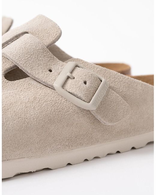 Birkenstock Boston White Suede Leather Clogs
