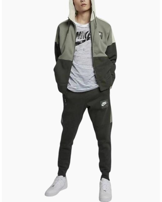 Nike Gray Air Full Tracksuits Full Zip Fleece Hoodie Jogger Gym Sportswear for men